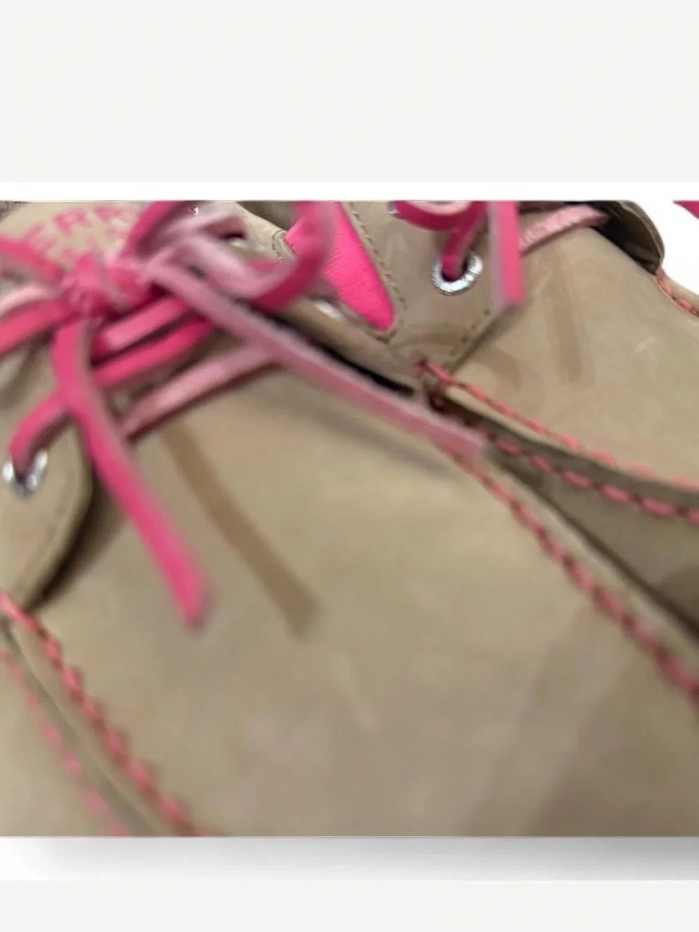 Sperry Kids Tan Leather Moccasins with Pink Accents